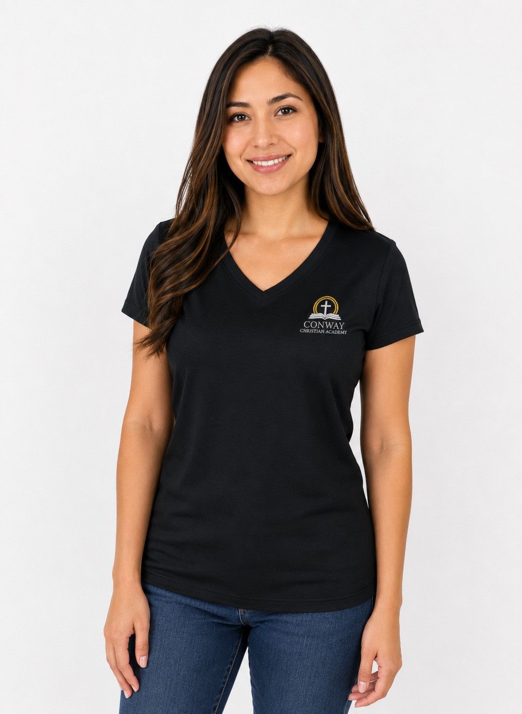 Women's Staff Uniform V-Neck T-Shirt – Conway Christian Academy